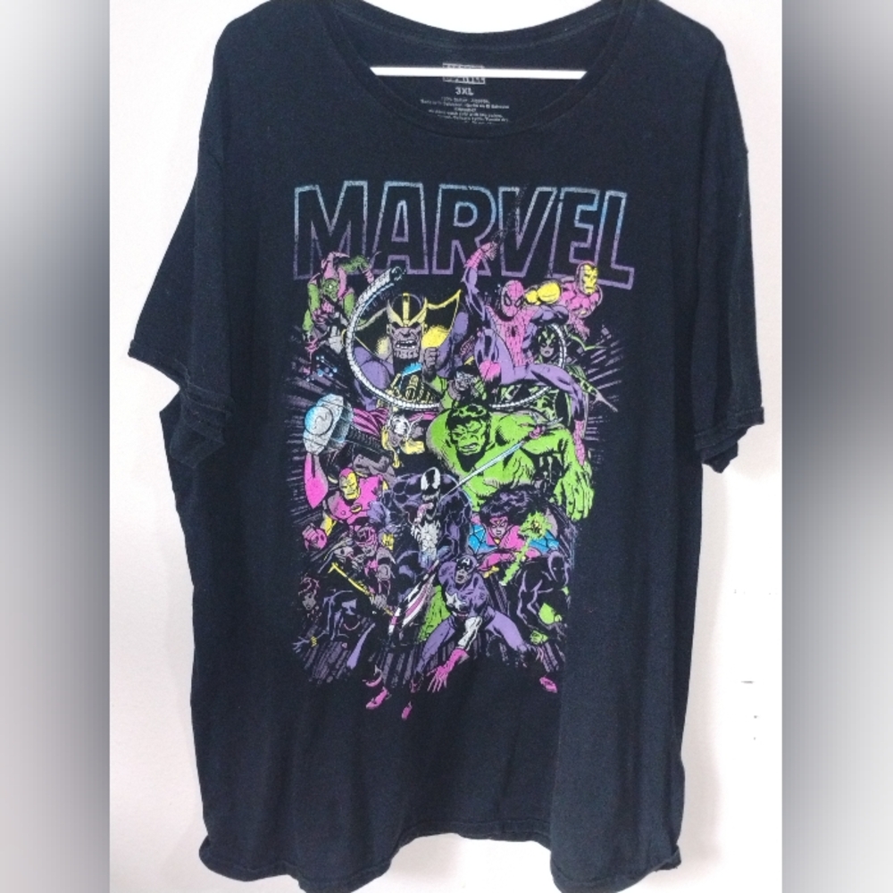 Marvel Graphic Tee - Black with Neon Characters